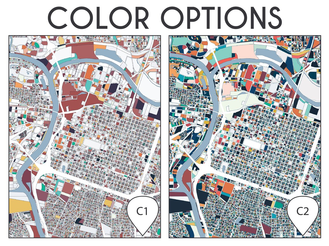 Sacramento CA City Map Art Print Home Decor Sacramento Etsy