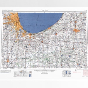 Vintage Chicago Map Art Print: 1957 Illinois Topographic Poster
