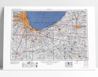 Vintage Chicago Map Art Print: 1957 Illinois Topographic Poster