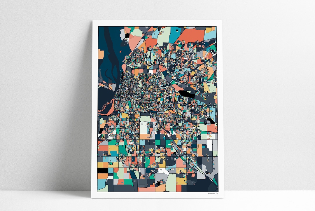 Memphis Tennessee Map Art Print: Abstract City Streets - Etsy