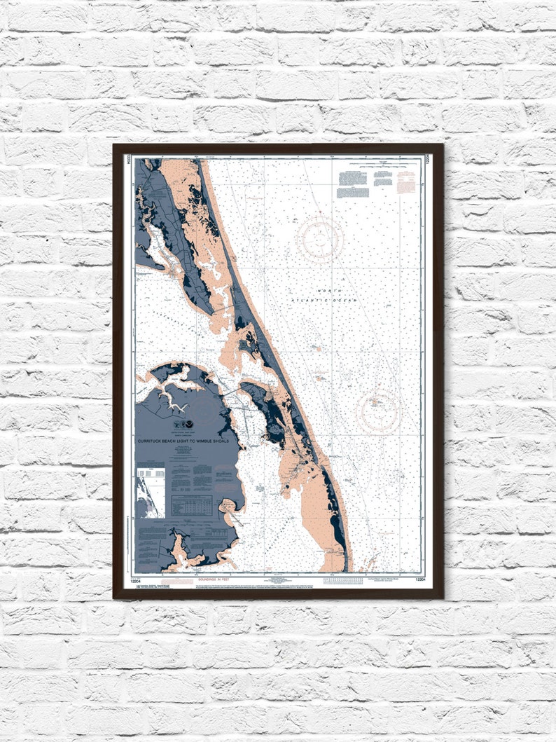 Outer Banks Map Outer Banks Beach Decor Beach House Poster Etsy