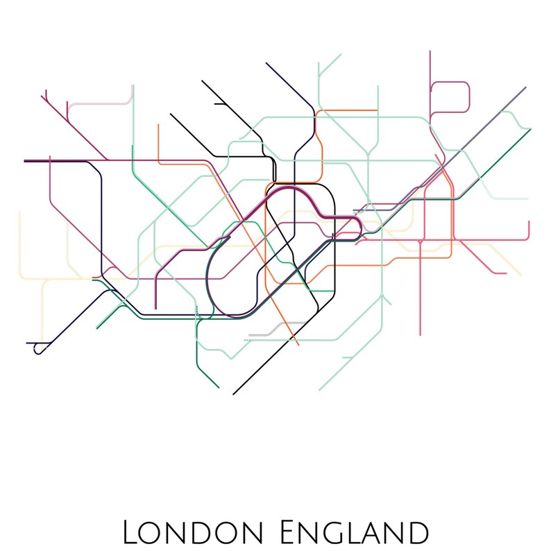 London Map Art London Tube Map Transit Map London Art Etsy