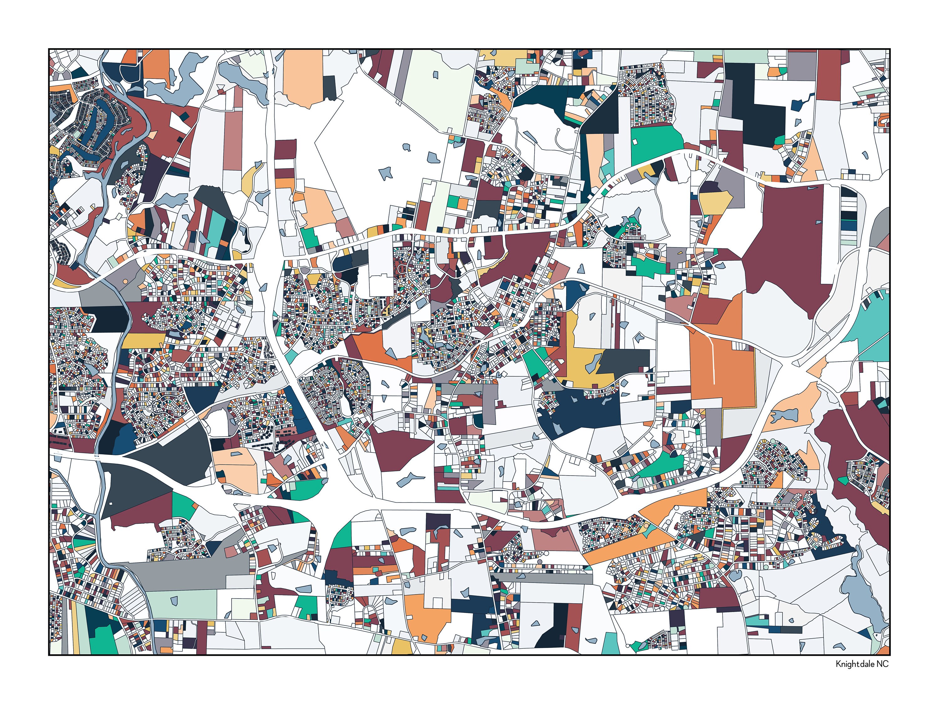 Knightdale NC Map Art Print Wall Art Poster Housewarming Gift Etsy