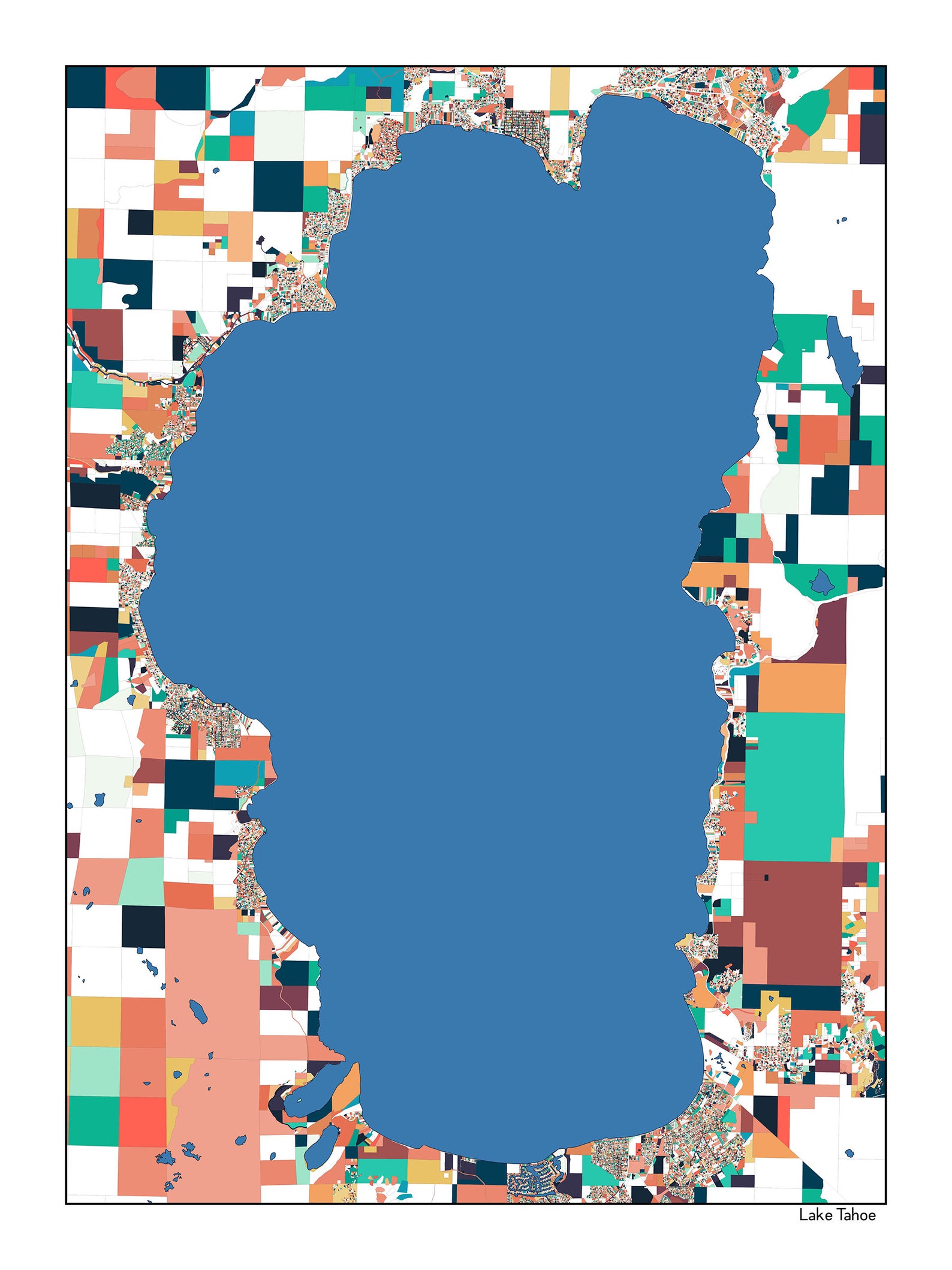 Lake Tahoe Map Wall Art Lake House Decor Office Decor Etsy
