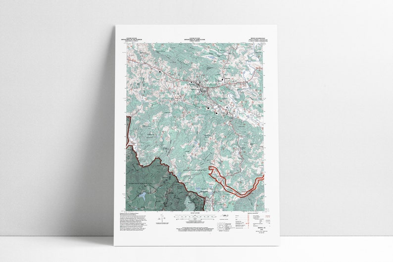 Boone nc topo map poster print asu app state map art etsy