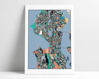 Seattle, Travel Map, Seattle Print, Unique Art, Seattle City Map, Seattle Map Poster, Seattle Map Print, Washington, Abstract Art