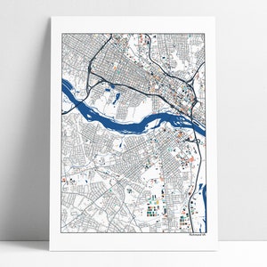 Richmond Streets, Richmond Buildings, Richmond VA, City Buildings, Map, Richmond VA, Virginia, Wall Art, Richmond Map Poster, Richmond Map