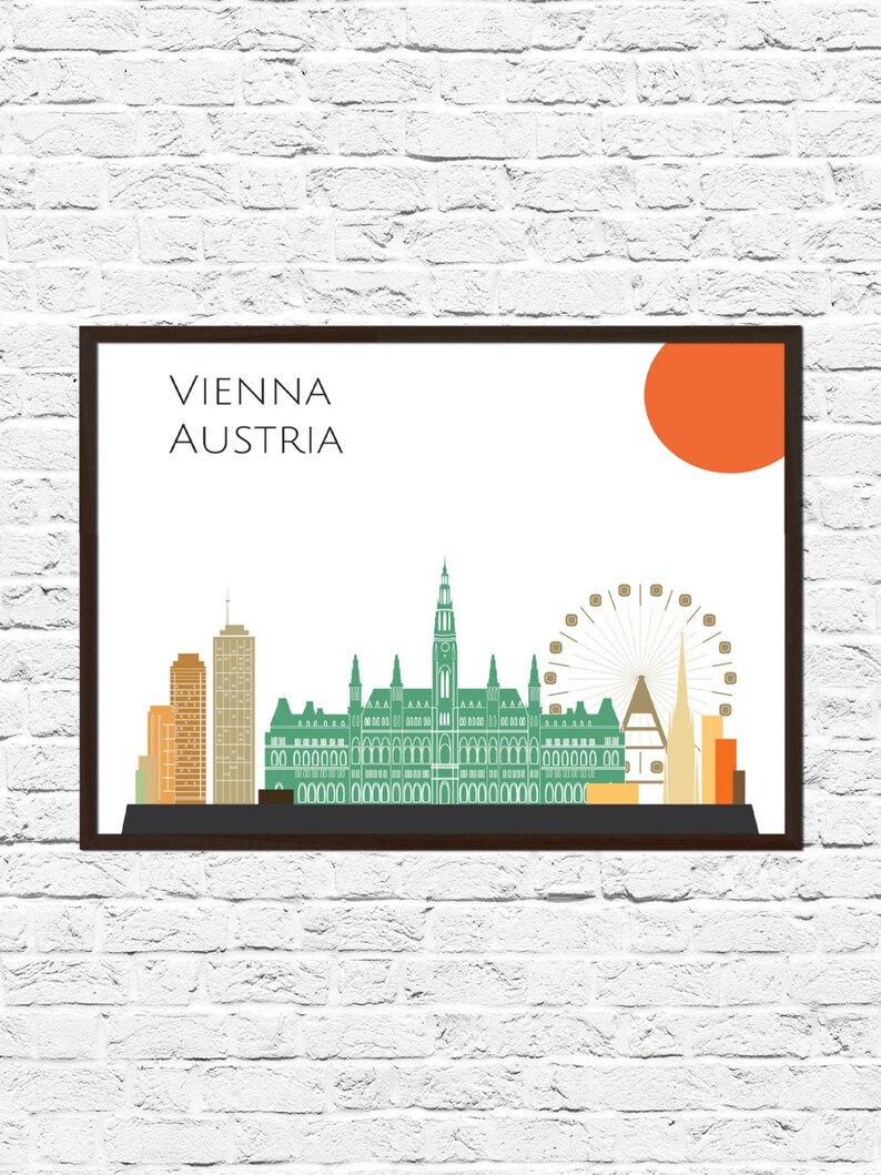Vienna Cityscape Skyline Poster Print Vienna Art Skyline Etsy