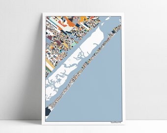South Topsail Island Map Art Print: Coastal Carolina Abstract Decor