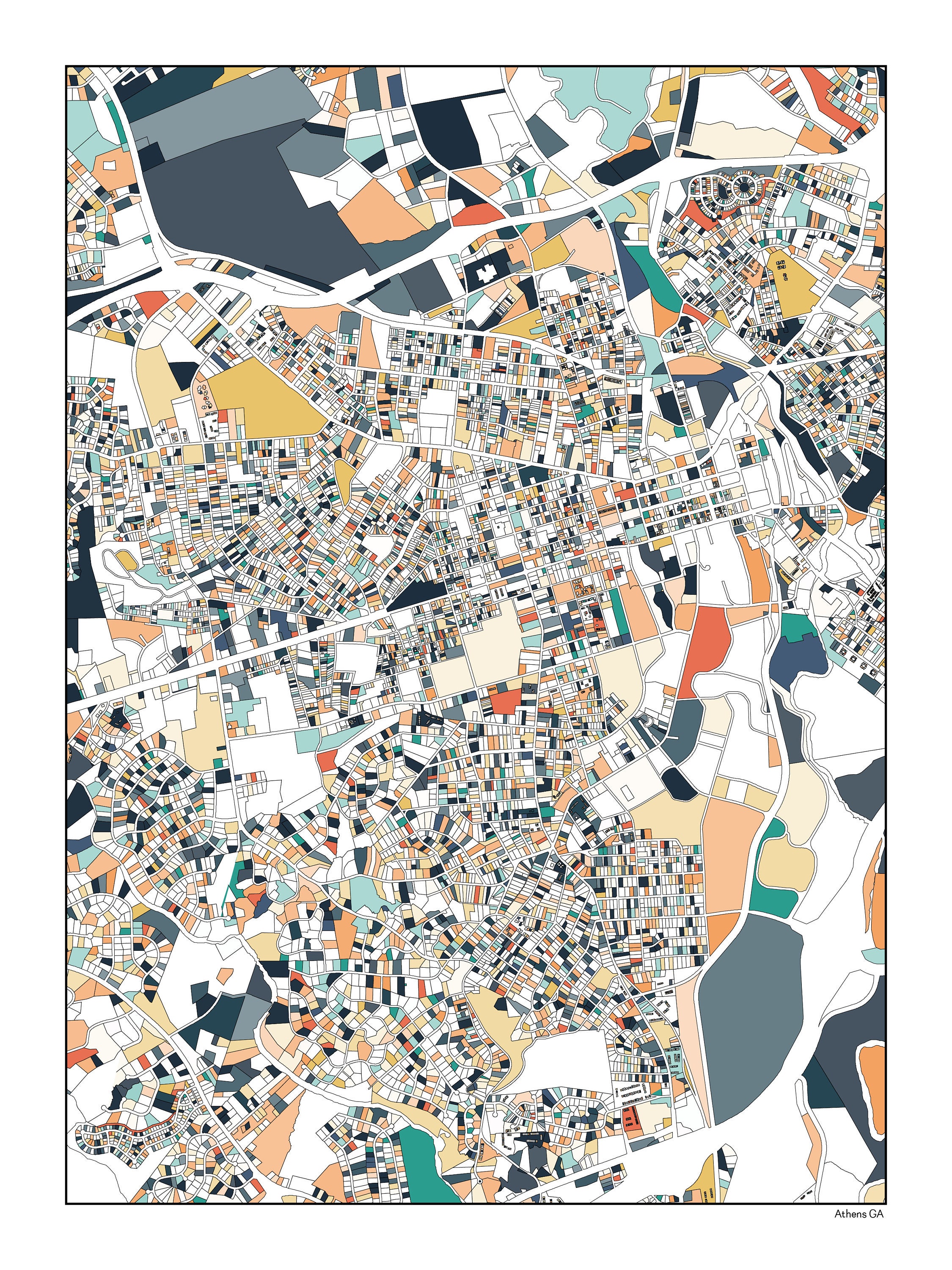 Athens GA City Map 3 Color Options Georgia Athens GA Map | Etsy