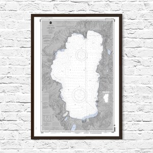 Lake Tahoe CA Nautical Chart Map Art Poster Print, Lake Tahoe Map, Lake House Decor, Map Art,  Lake Tahoe Print, Lake Tahoe Poster, CA NOAAa