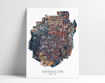 New York State Park Adirondack Park Map Art Print