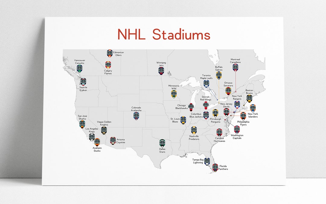 NHL Stadiums Map Hockey Christmas Gift for Him Hockey Stadiums Map Art