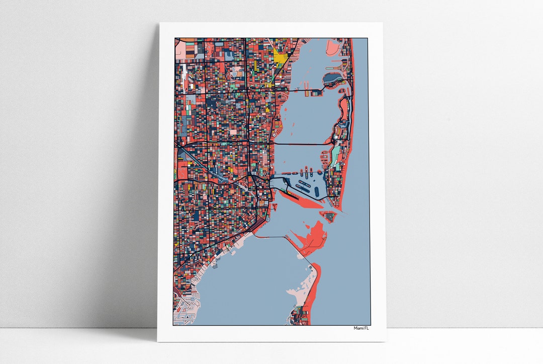 Miami FL City Map Art Print Miami - Il 1080xN.1621311613 Ci76