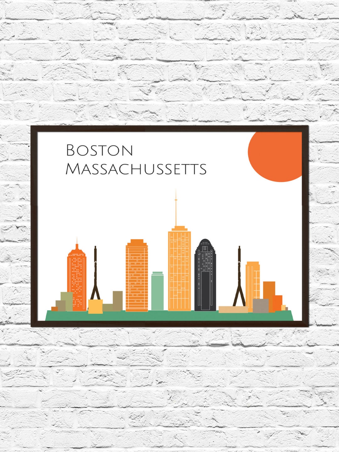 Boston Skyline Poster Print: Abstract Cityscape Art - Etsy