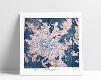 Vintage Mt Rainier Topographic Map Print: Washington State Historical Art