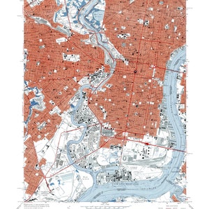 Philadelphia PA Topo Vintage Map Art Print Enhanced Recolored Philly Topographic Map Artwork image 3