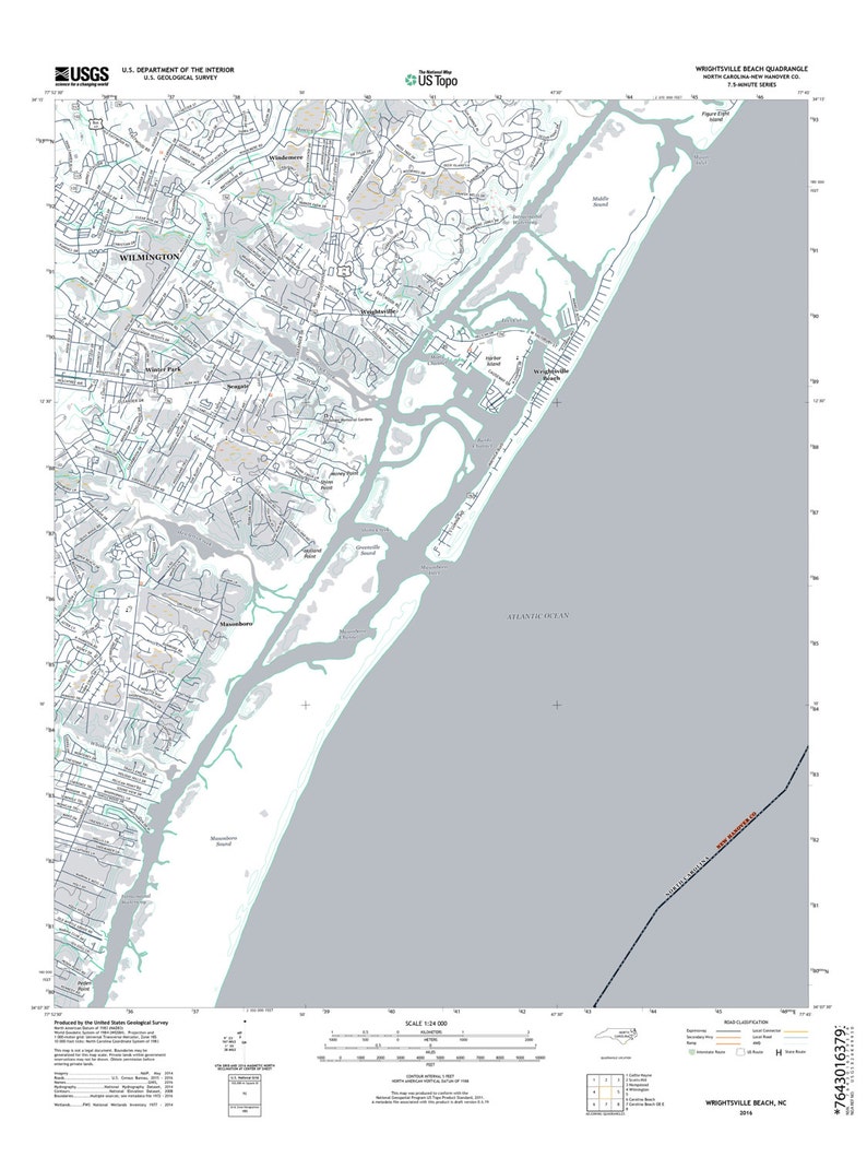 Wrightsville Beach NC Map Wrightsville Beach NC Wrightsville Etsy