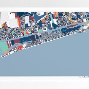 Ocean Isle NC Coastal Carolina Beach House Mapa Abstrato Arte Impressão Cartaz OI Beach Home Férias Presente de Agradecimento Costa da Carolina do Norte