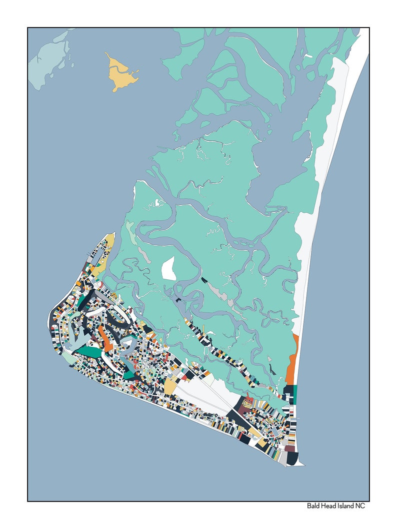 Bald Head Island NC Wall Art Map Print Poster Beach House Art Etsy