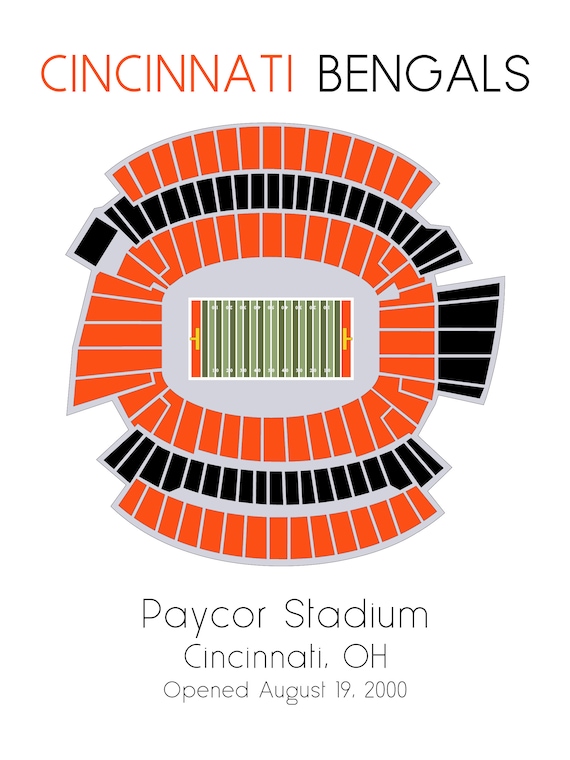 Cincinnati Bengals Paycor Stadium NFL Football Stadium Seating Map