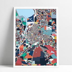Ithaca New York Karte Kunstdruck Poster Wand Kunst Dekor Ithaca NY Abstrakte Stadt Karte Kunstwerk Cayuga Lake House Cornell Universität Ithaca College
