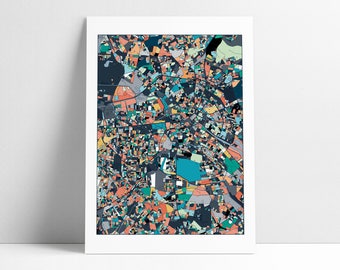 Berlin Germany Map Art Print: Colorful Abstract City Streets