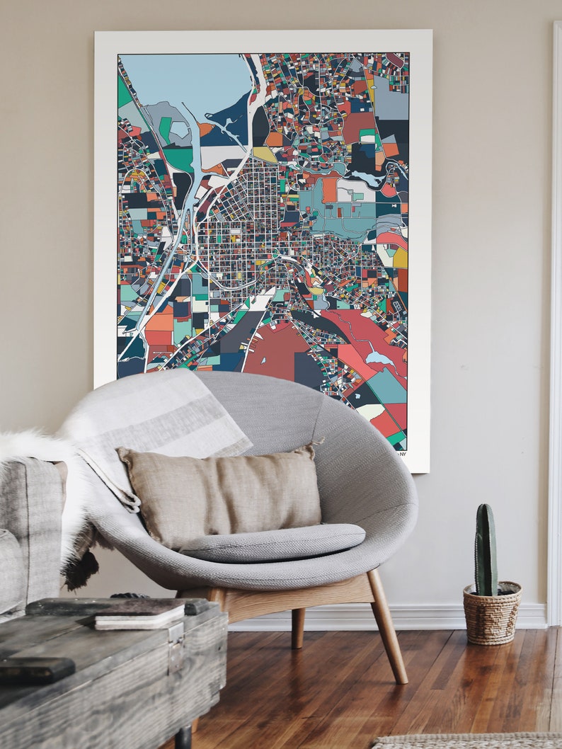 Ithaca New York Map Art Print Poster Wall Art Decor Ithaca NY Etsy