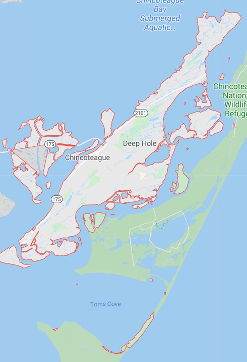 Chincoteague Map Art Chincoteague Beach House Decor Etsy