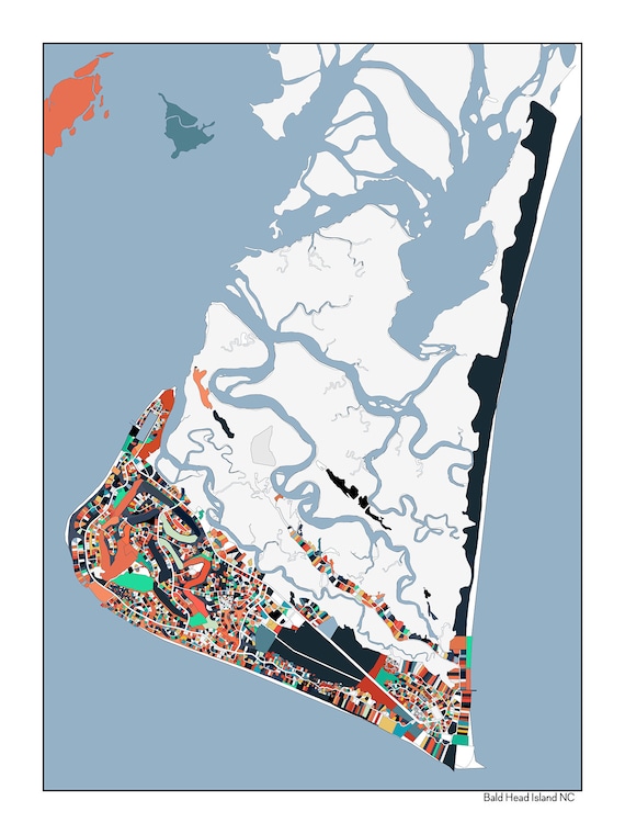 Bald Head Island Map Bald Head Island Nc Wall Art Map Print Poster Beach House Art | Etsy