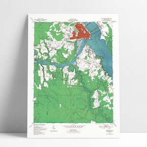 New Bern NC Vintage Map Art Print: Recolored Home Decor
