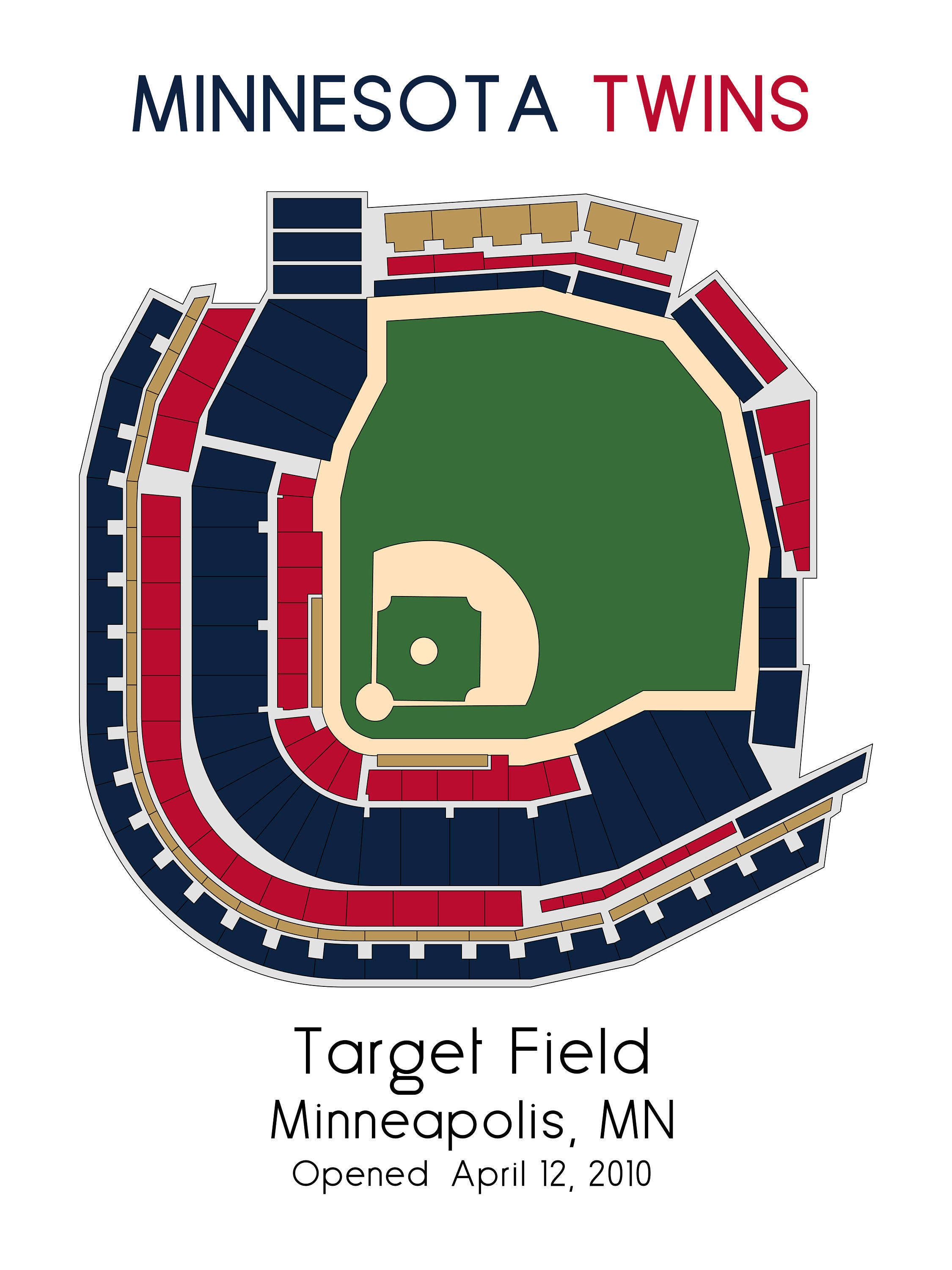 Minnesota Twins Baseball Map, MLB Stadium Map, Ballpark Map, Baseball  Stadium Map, Gift for Him, Stadium Seating Chart, Man Cave