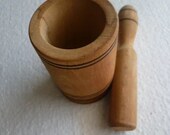 Unused, Wooden Mortar and Pestle, Antique Vintage Style Mortar, Home decor, wooden mortar, turned wood, boho decor, medieval, fantasy,
