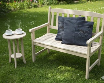 Geüpcycled denim sierkussenhoezen met vakken, boho industrieel buitendecor