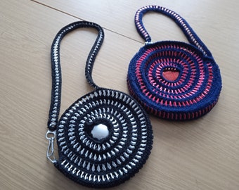 Handgemaakte portemonnee van gerecyclede frisdrank, gehaakte tas met madeliefjesketting
