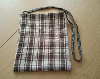 Handgeweven wollen draagtas, traditionele Bulgaarse plaid, rustieke schoudertas, etno-tasje