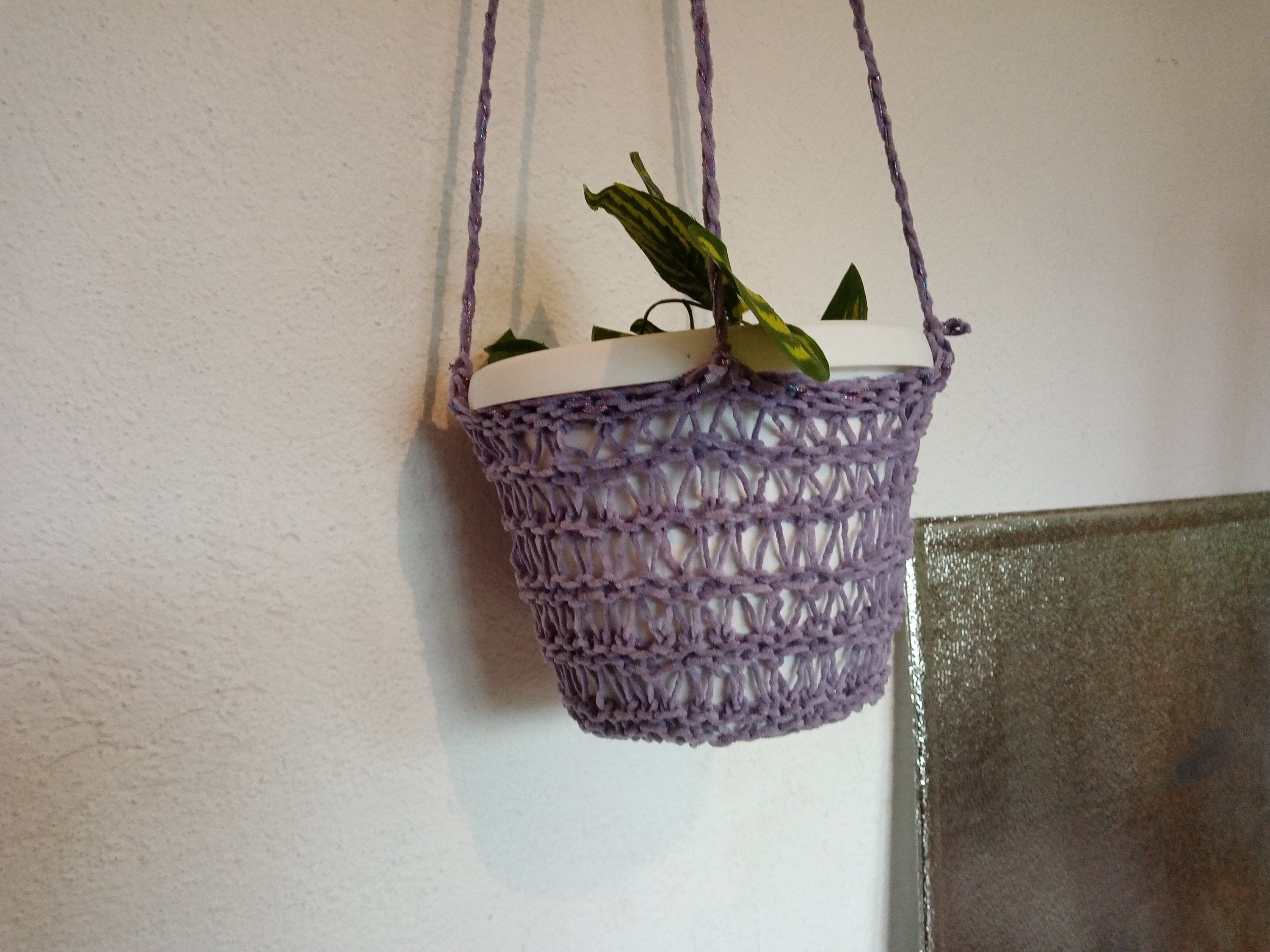 Knitted Plant Hanger Knitted Plant Pot Hanger Window Wall Etsy