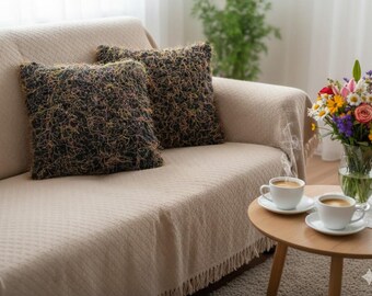 Handgemaakte gebreide kussenslopen, boho-huisdecoratie met textuur, set van 2