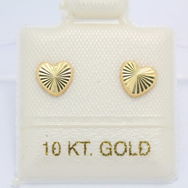 Radiant 10K Gold Heart Studs, Elegant Gift for Girls/Women. Real 10K Stamped Gold. Gold Earring Precious Gift. Packaged with Care.