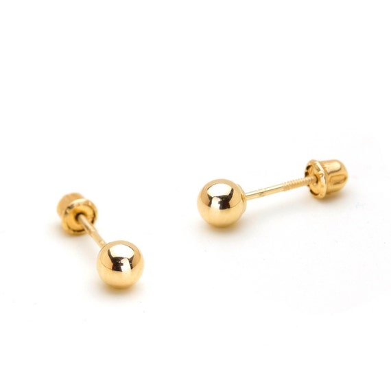 10K Classic and Traditional 6mm Yellow Gold Ball Stud Earrings