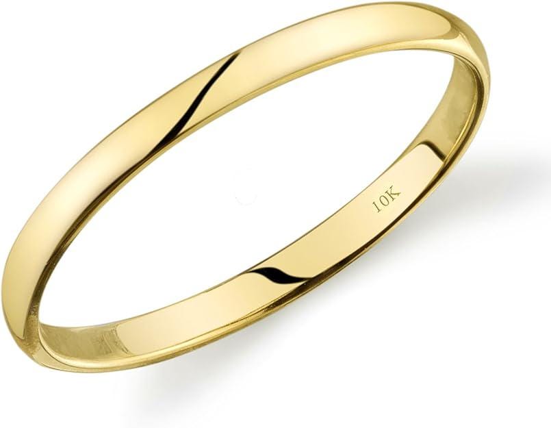 Matte Hammered Comfort Fit 2mm Wedding Ring In 18K Yellow Gold