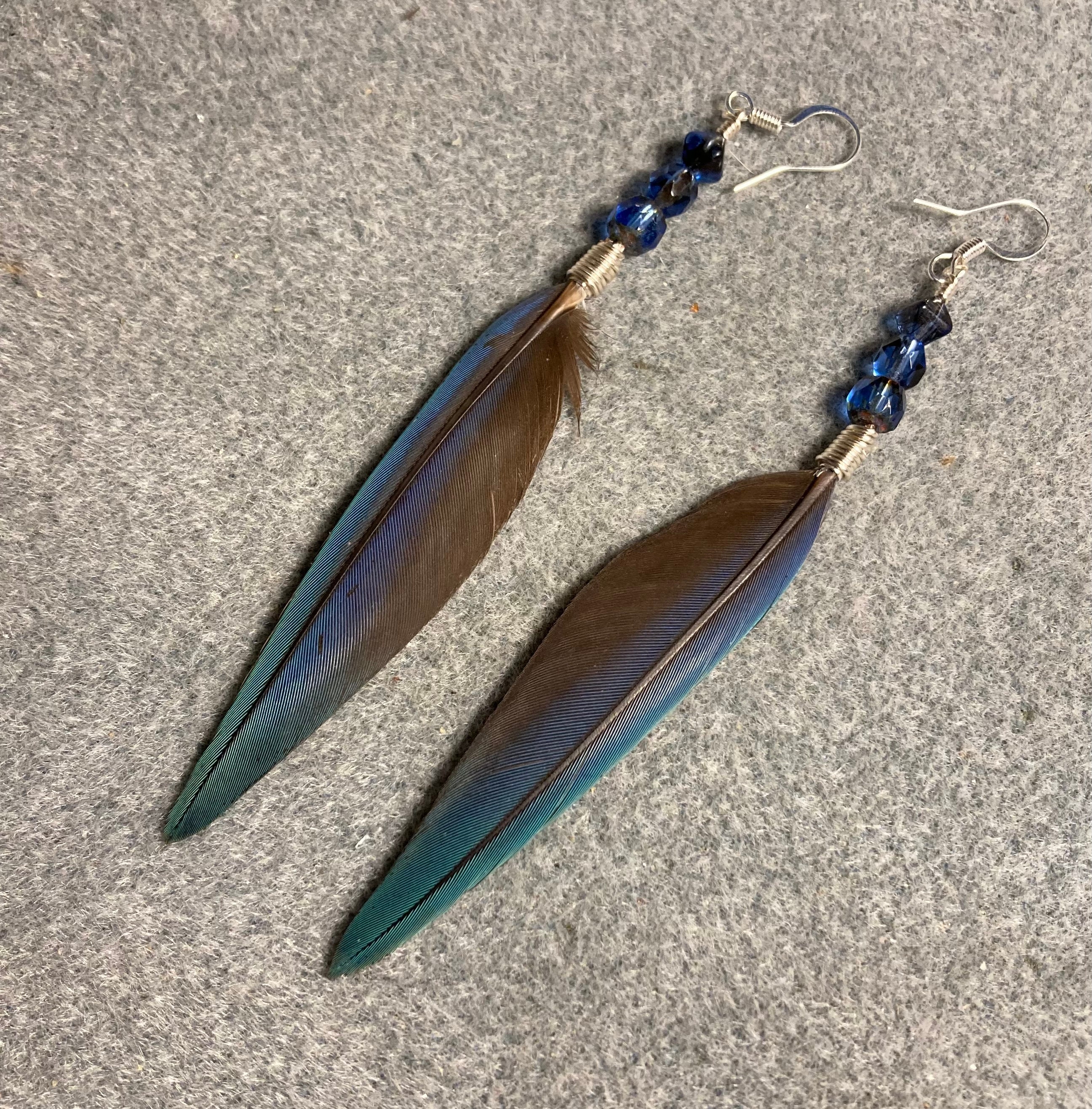 Handmade Blue Jay Earrings