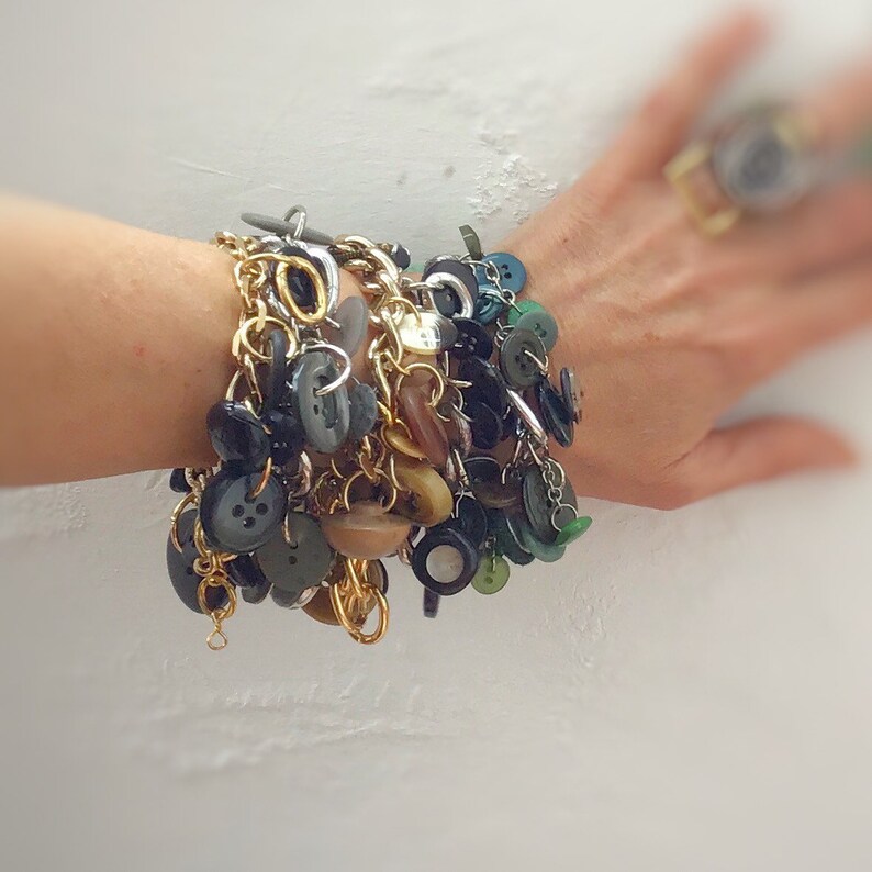 Vintage button pendant bracelets