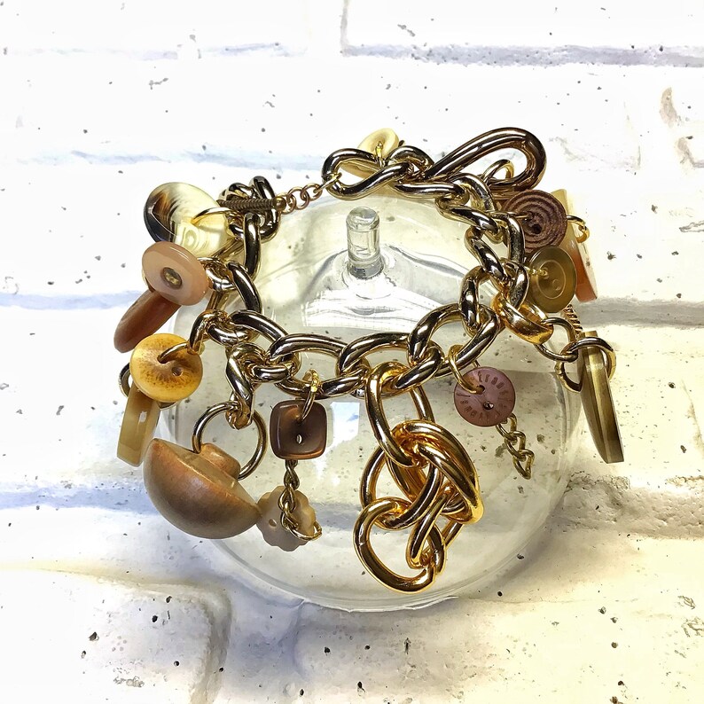 Vintage button pendant bracelets