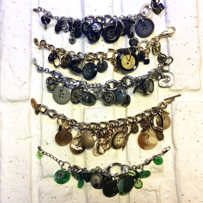 Vintage button pendant bracelets
