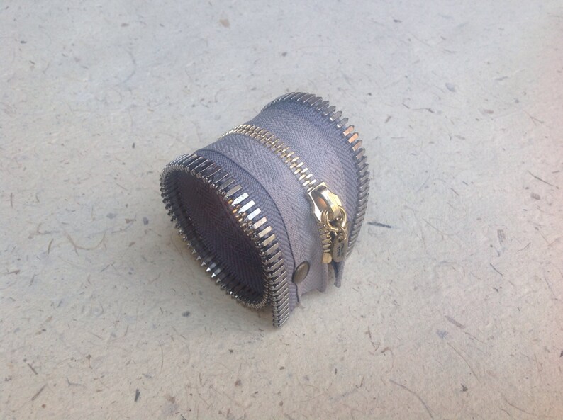 Grey zipper band bracelet Etsy
