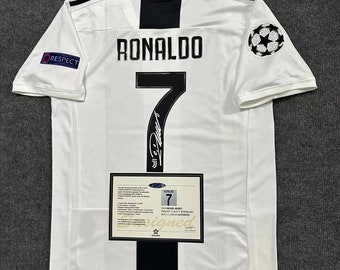 Juventus Heim UCL Signature Shirt / Trikot von Cristiano Ronaldo + COA 2018–2021 Retro SIGNIERT