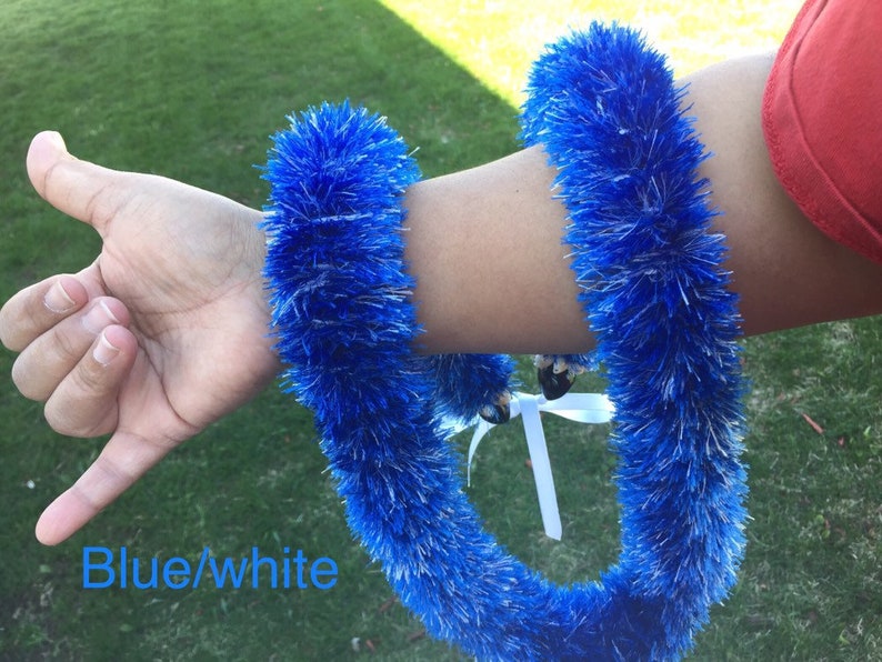 Madetoorder two color eyelash yarn lei in a variety of Etsy