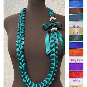 MADE TO ORDER 40” long satin ribbon lei with 2 strands in a variety of colors to choose from