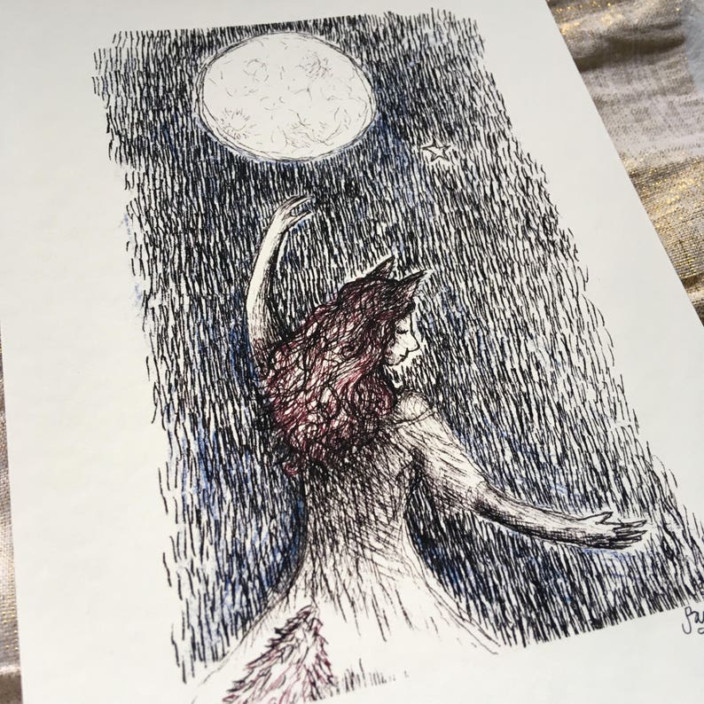 Wolf girl  art print image 1